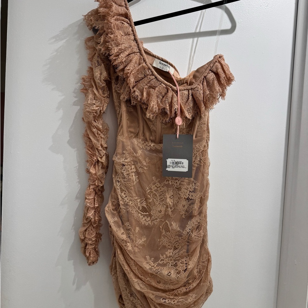House of CB One-Shoulder Lace Dress